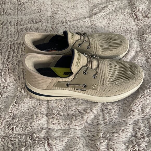 Skechers Delson 3.0 Men's Sz 10.5 US Hands Free Slip Ins Shoes 210606 Taupe Nice - Picture 5 of 16